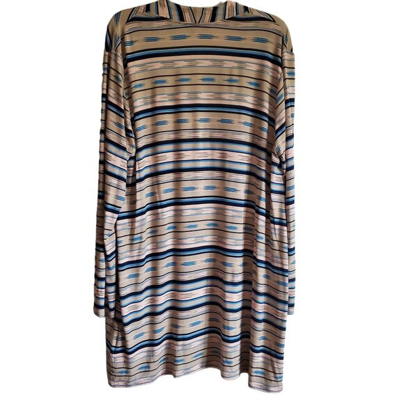 Lands' End Long Open Striped Cardigan with Pockets Rayon Blend XL - Picture 2 of 12